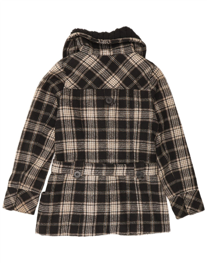 VINTAGE Womens Overcoat UK 14 Medium Black Check Acrylic
