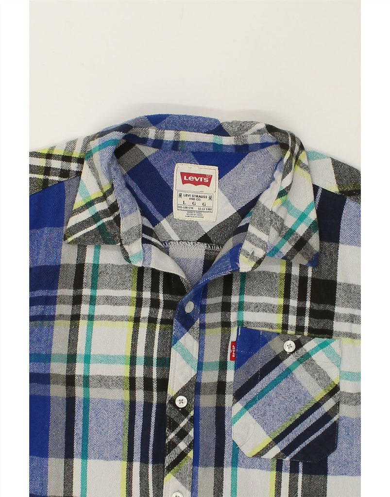 LEVI'S Boys Flannel Shirt 12-13 Years Large Blue Check Cotton | Vintage Levi's | Thrift | Second-Hand Levi's | Used Clothing | Messina Hembry 