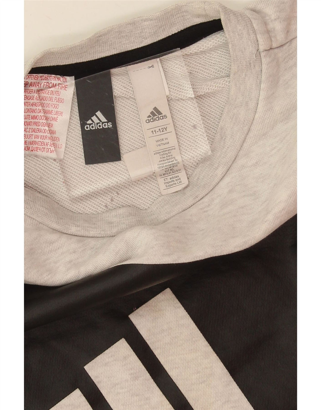 ADIDAS Boys Graphic Sweatshirt Jumper 11-12 Years Grey Cotton Vintage Adidas and Second-Hand Adidas from Messina Hembry 