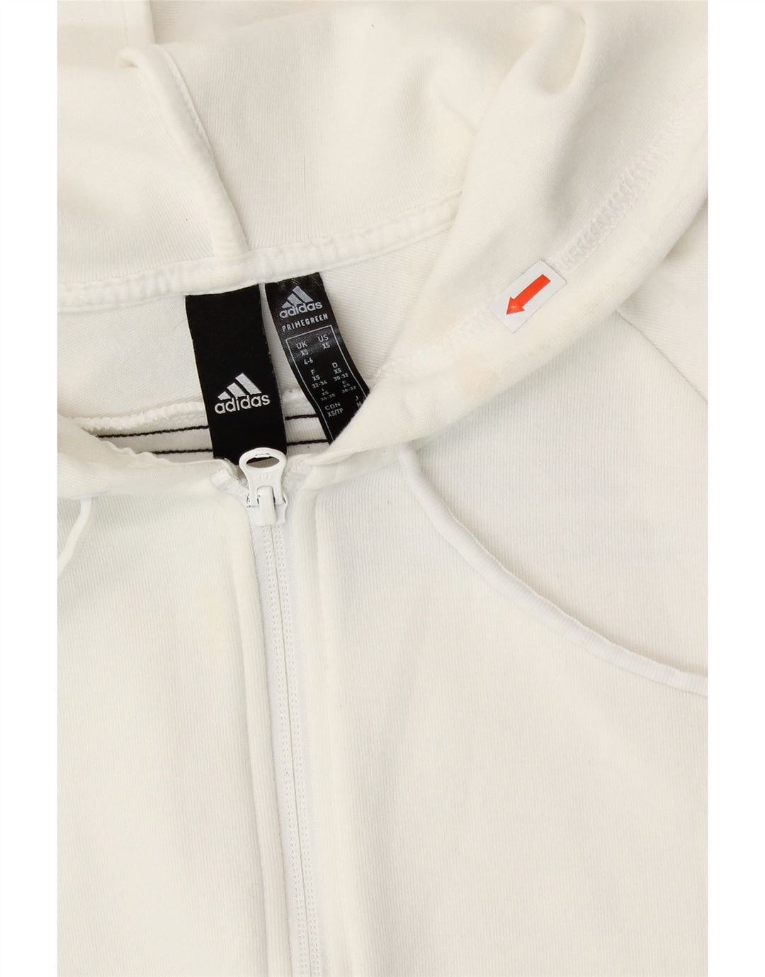 ADIDAS Womens Zip Hoodie Sweater UK 4/6 XS White Cotton