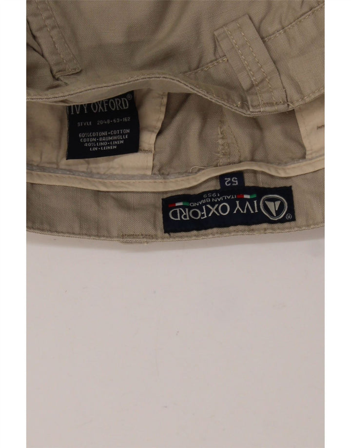 IVY OXFORD Mens Cargo Shorts IT 52 XL W38 Beige Cotton