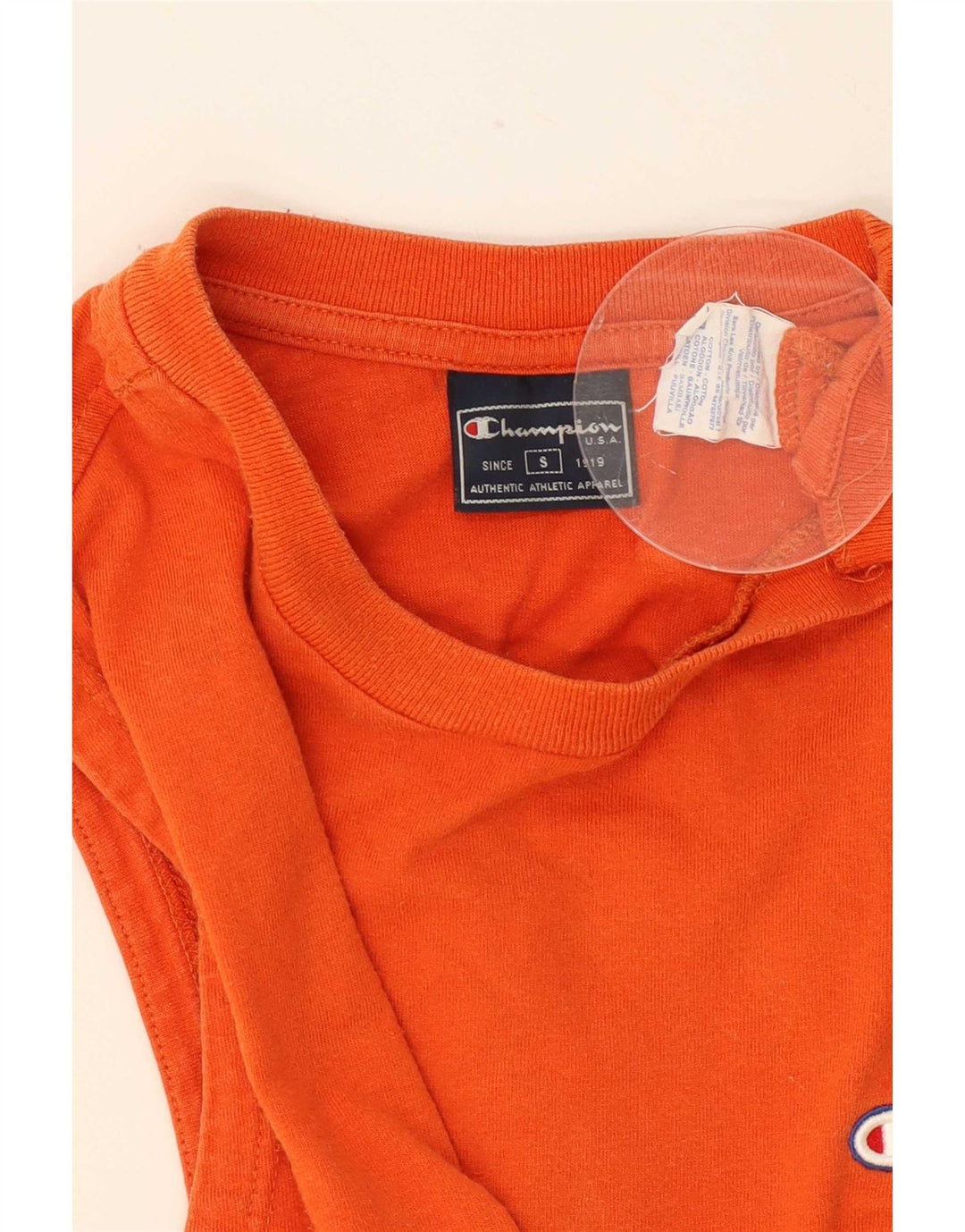 Champion Mens Vest Top Small Orange Cotton