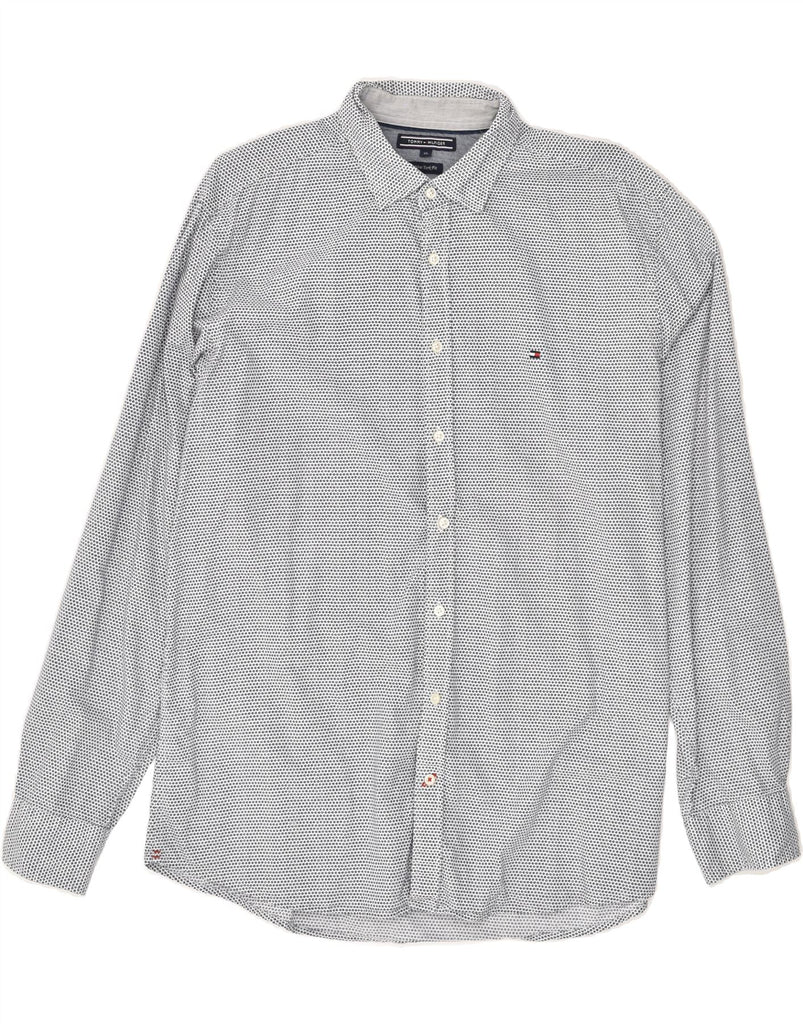 TOMMY HILFIGER Mens New York Fit Shirt XL Grey Polka Dot Cotton | Vintage Tommy Hilfiger | Thrift | Second-Hand Tommy Hilfiger | Used Clothing | Messina Hembry 