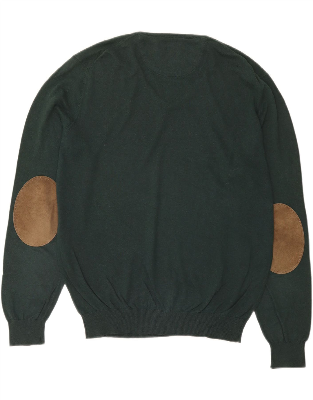 Massimo Dutti Mens V-Neck Jumper Sweater Medium Green Cotton