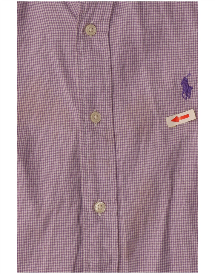 Ralph Lauren Mens Custom Fit Shirt Medium Purple Houndstooth Cotton
