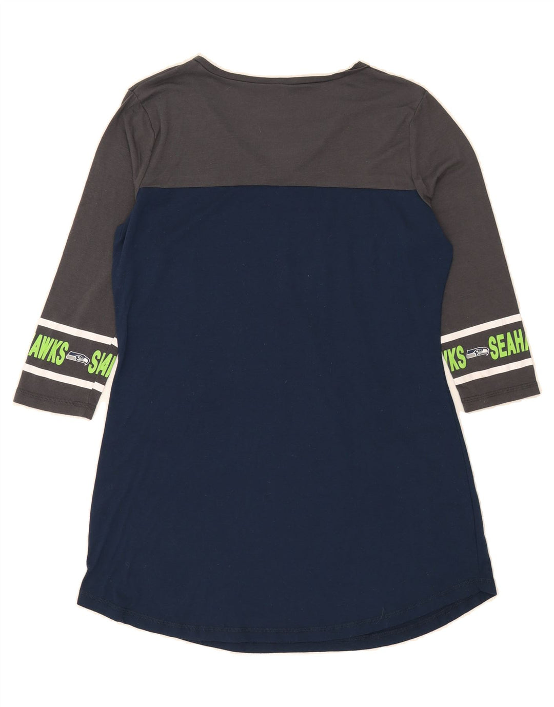 NFL Womens Seattle Seahawks Graphic Top 3/4 Sleeve UK 14 Medium Navy Blue Vintage NFL and Second-Hand NFL from Messina Hembry 