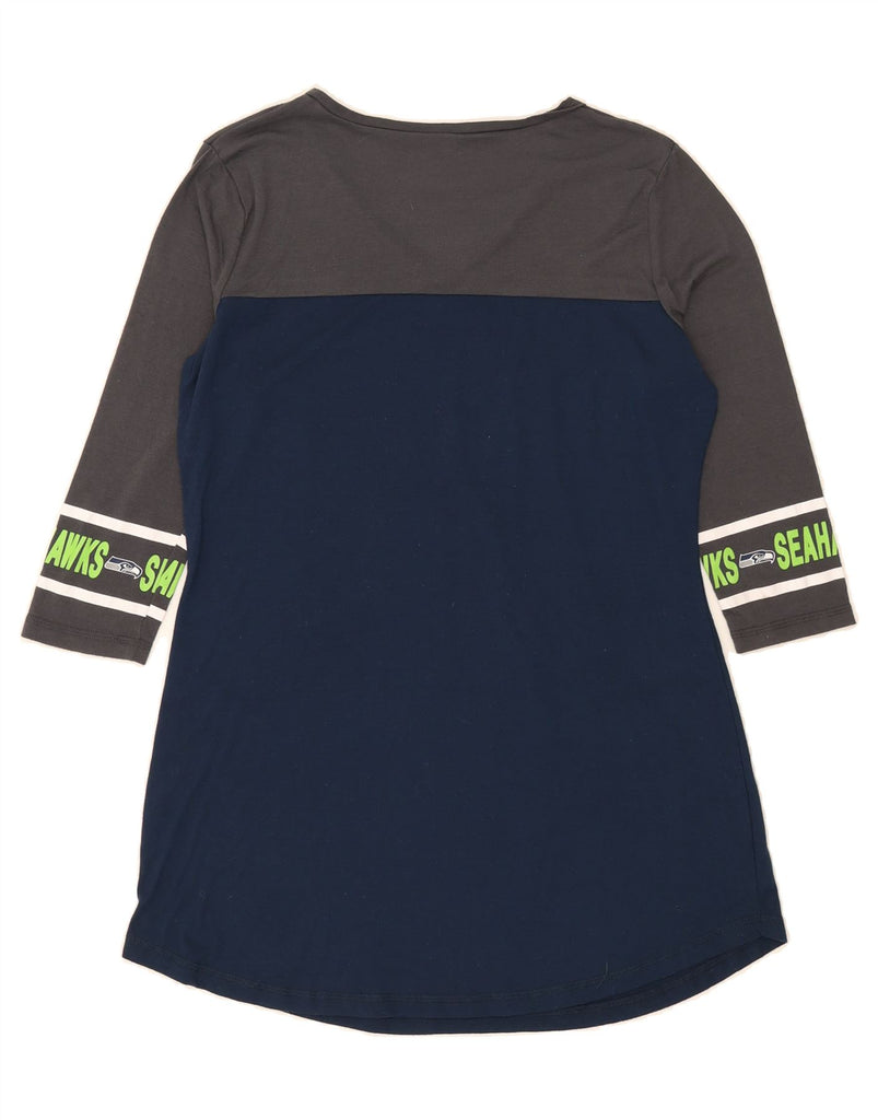 NFL Womens Seattle Seahawks Graphic Top 3/4 Sleeve UK 14 Medium Navy Blue Vintage NFL and Second-Hand NFL from Messina Hembry 