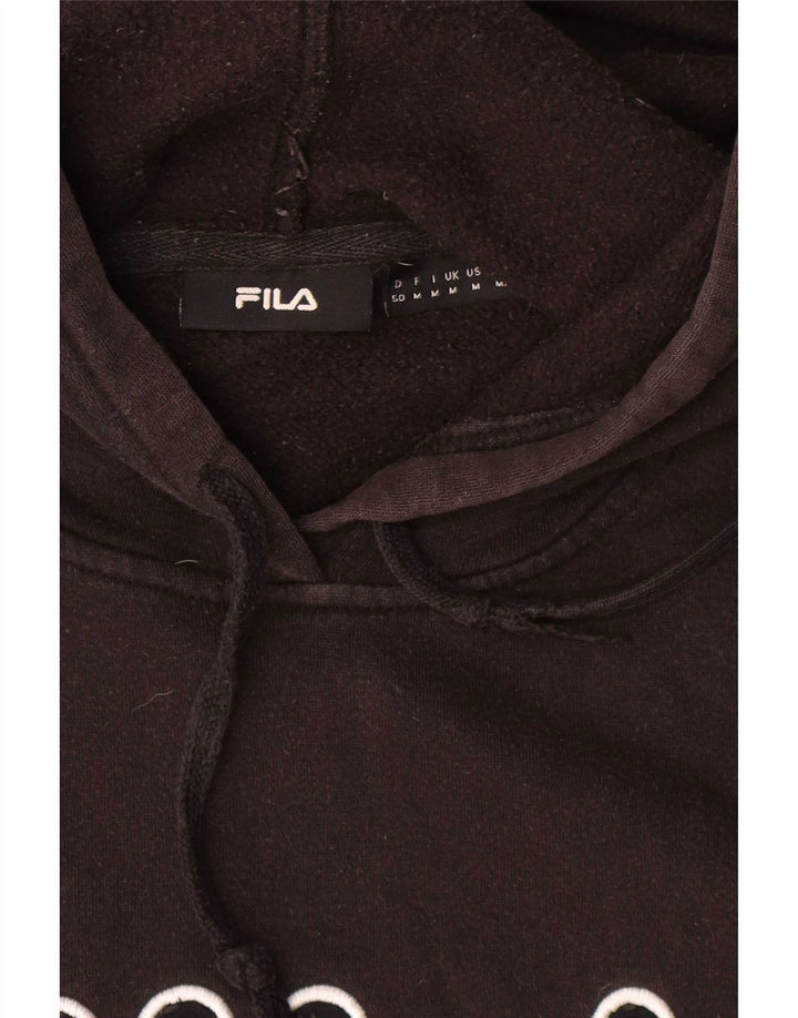 Fila Mens Graphic Hoodie Jumper Medium Black Cotton