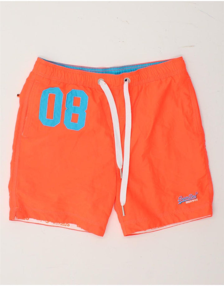 SUPERDRY Mens Graphic Swimming Shorts Large  Orange Polyester