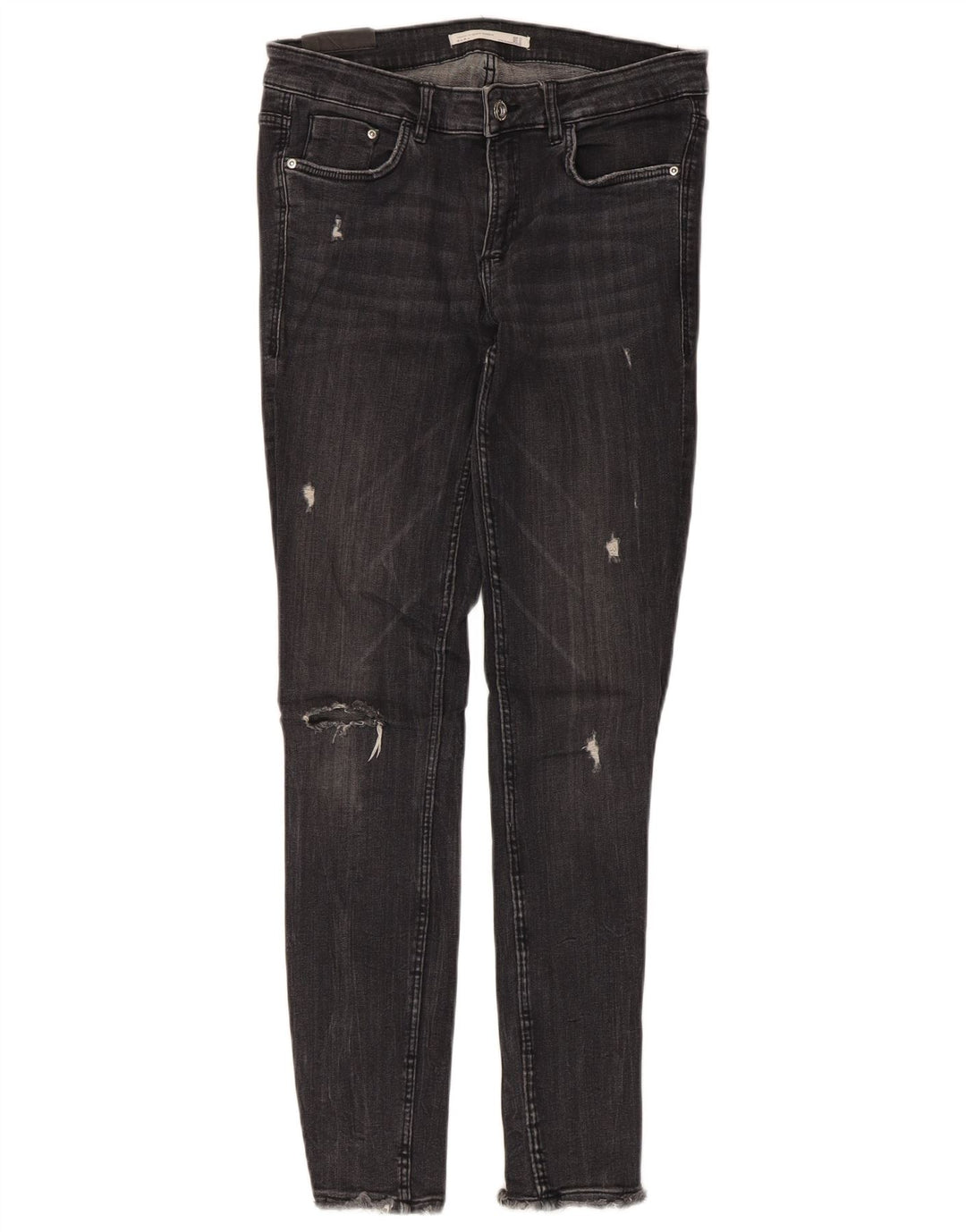Zara Womens Distressed Skinny Jeans EU 40 Medium W30 L27 Black