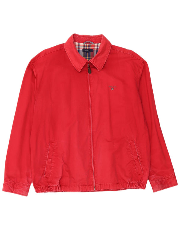 Gant Mens Bomber Jacket UK 44 2XL Red Cotton