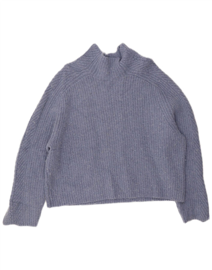 John Lewis Womens Crop Turtle Neck Jumper Sweater UK 16 Large Blue