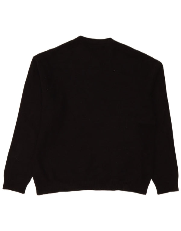 Zara Mens Crew Neck Jumper Sweater Large Black Viscose