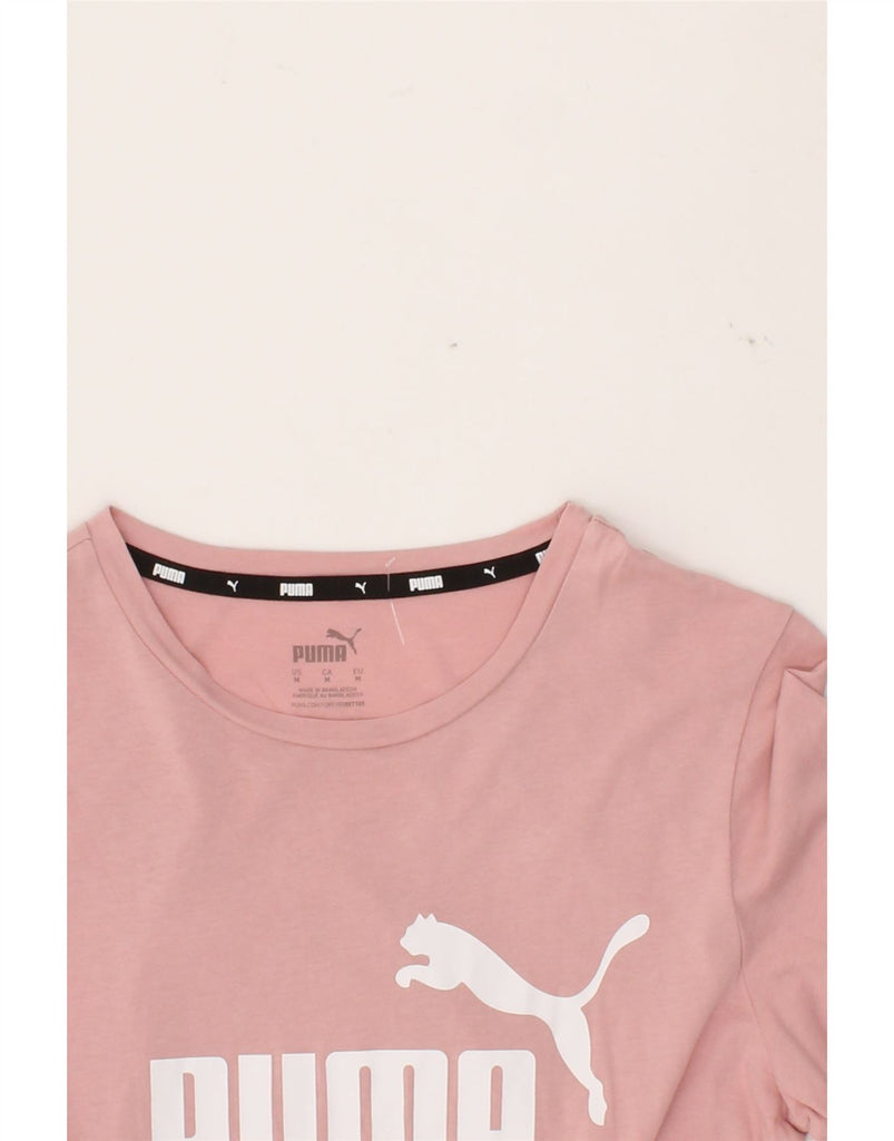 PUMA Womens Graphic T-Shirt Top UK 12 Medium Pink Cotton Vintage Puma and Second-Hand Puma from Messina Hembry 