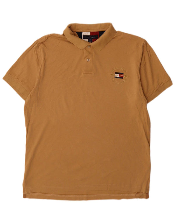 Tommy Hilfiger Mens Regular Fit Polo Shirt Medium Brown Cotton