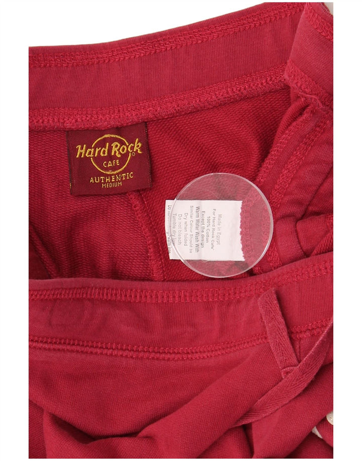 HARD ROCK CAFE Womens Munich Graphic Sport Shorts UK 14 Medium Red Cotton