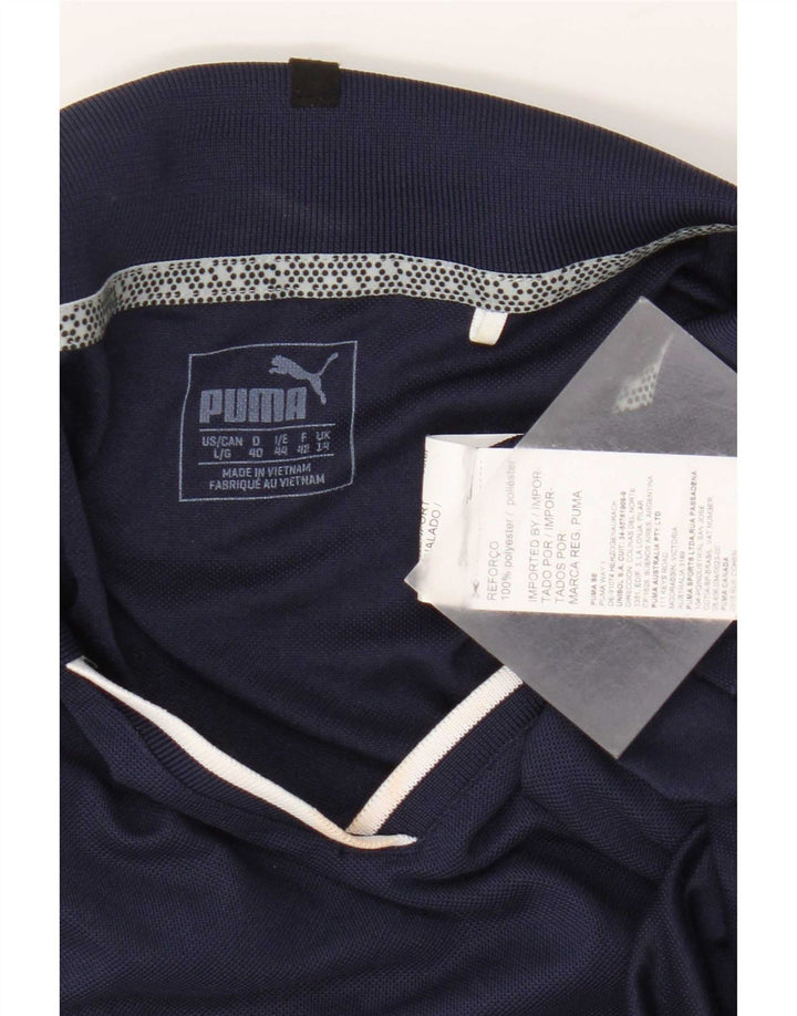 Puma Womens Polo Shirt UK 14 Large Navy Blue Polyester