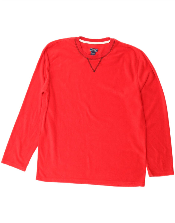 IZOD Mens Fleece Jumper Large Red Polyester
