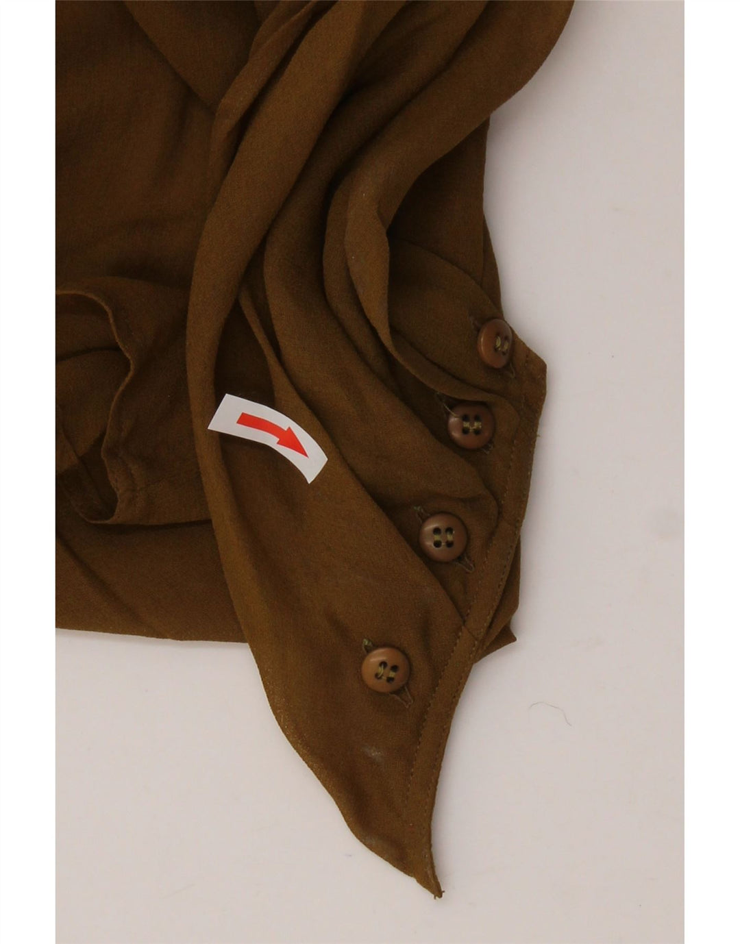 VINTAGE Womens Long Sleeve Blouse Top UK 14 Medium Brown Polyamide