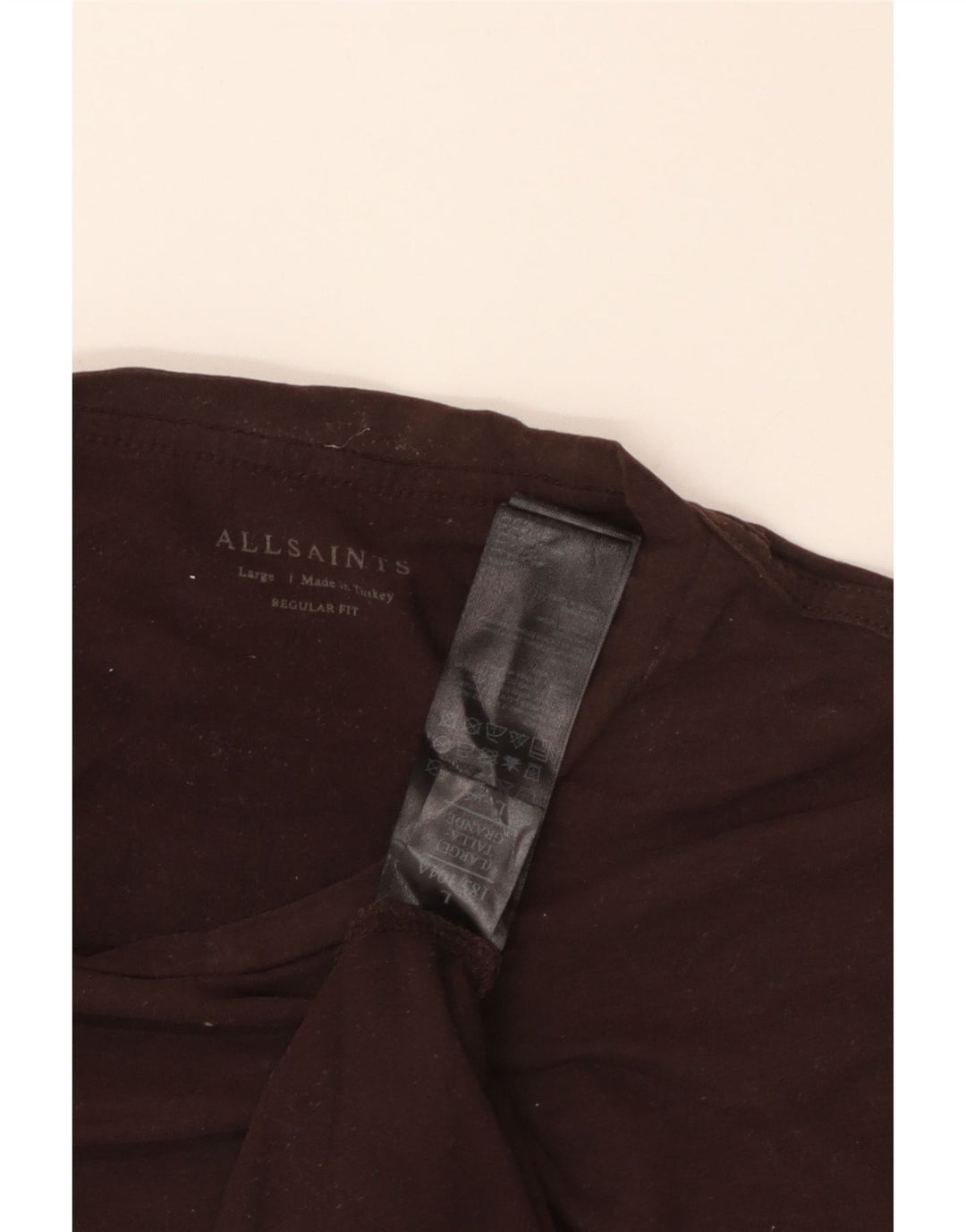 All Saints Mens Regular Fit T-Shirt Top Large Brown Cotton