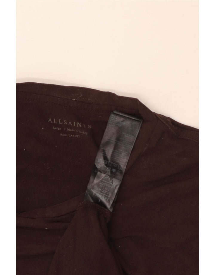 All Saints Mens Regular Fit T-Shirt Top Large Brown Cotton