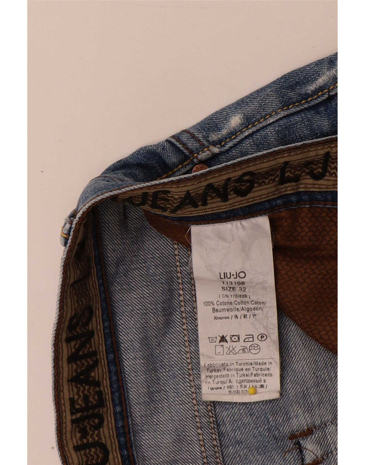 Liu Jo Mens Distressed Straight Jeans W32 L34 Blue Cotton