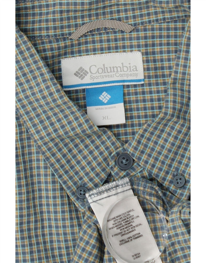 Columbia Mens Shirt XL Green Check Cotton