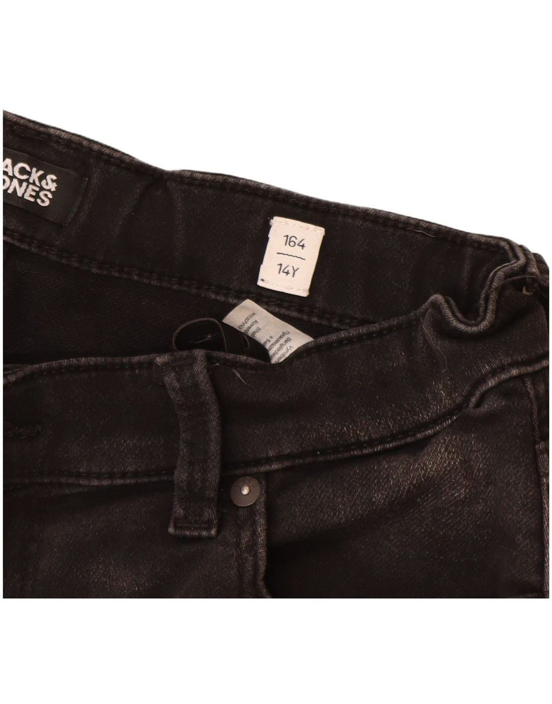 JACK & JONES Boys Regular Denim Shorts 13-14 Years W26 Black Cotton