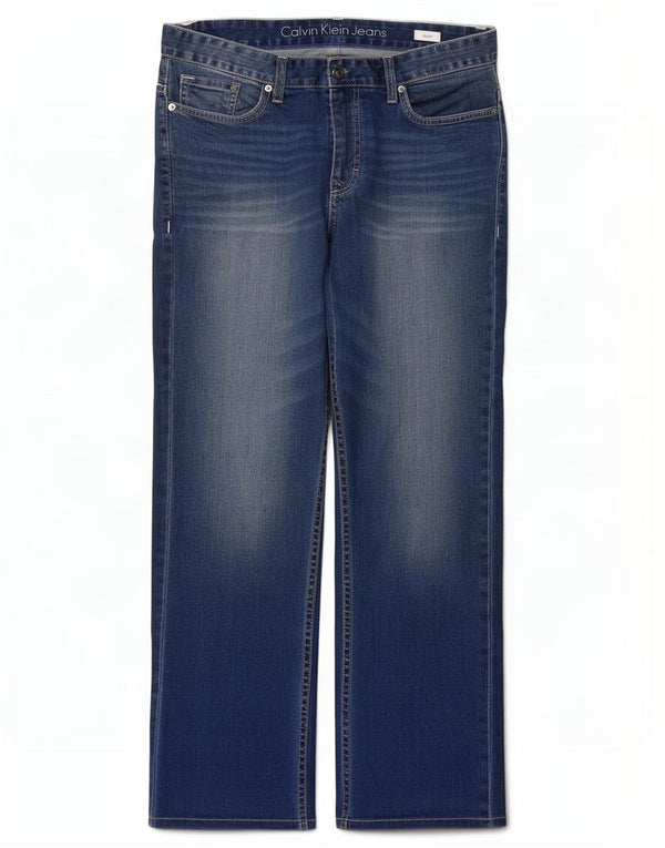 Calvin Klein Mens Straight Jeans W32 L28 Blue Cotton