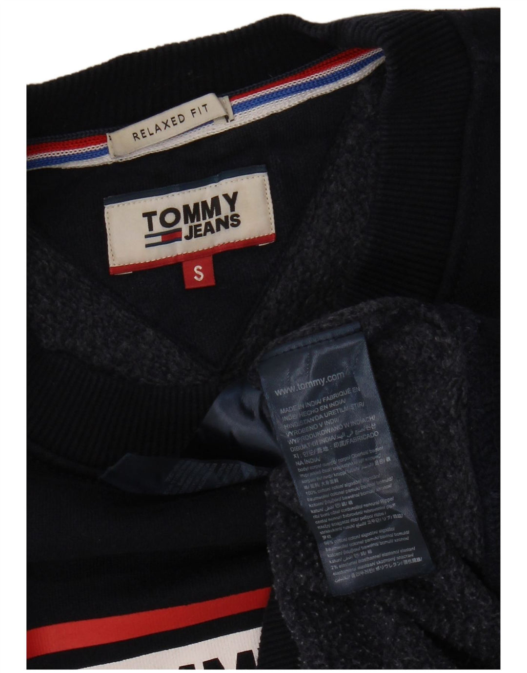 TOMMY HILFIGER Mens Relaxed Fit Sweatshirt Jumper Small Navy Blue Striped