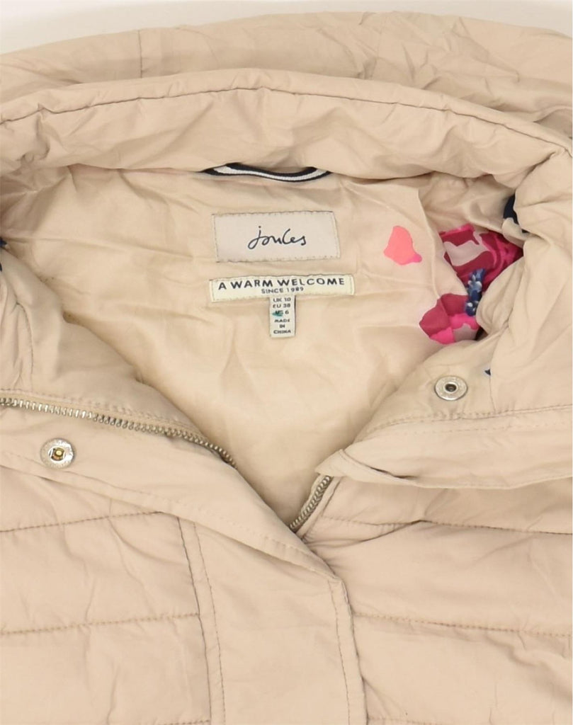 JOULES Womens Hooded Padded Jacket UK 10 Small Beige Polyester | Vintage Joules | Thrift | Second-Hand Joules | Used Clothing | Messina Hembry 