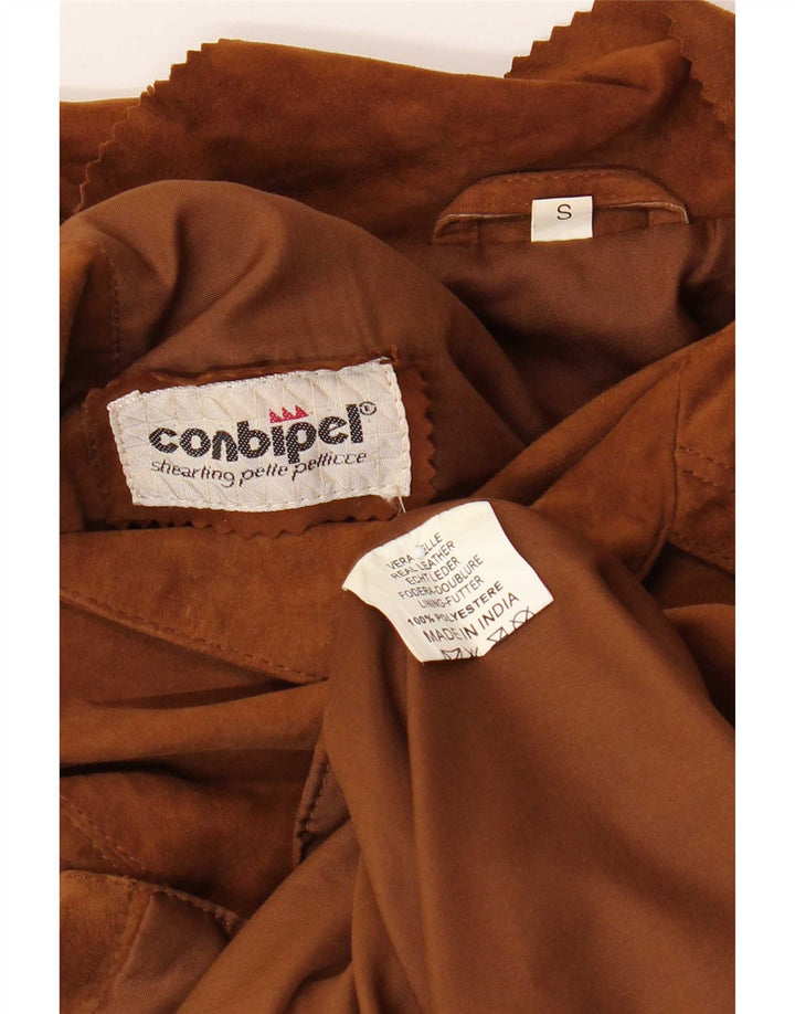 Conbipel Womens Oversized 3 Button Suede Blazer Jacket UK 10 Small Brown