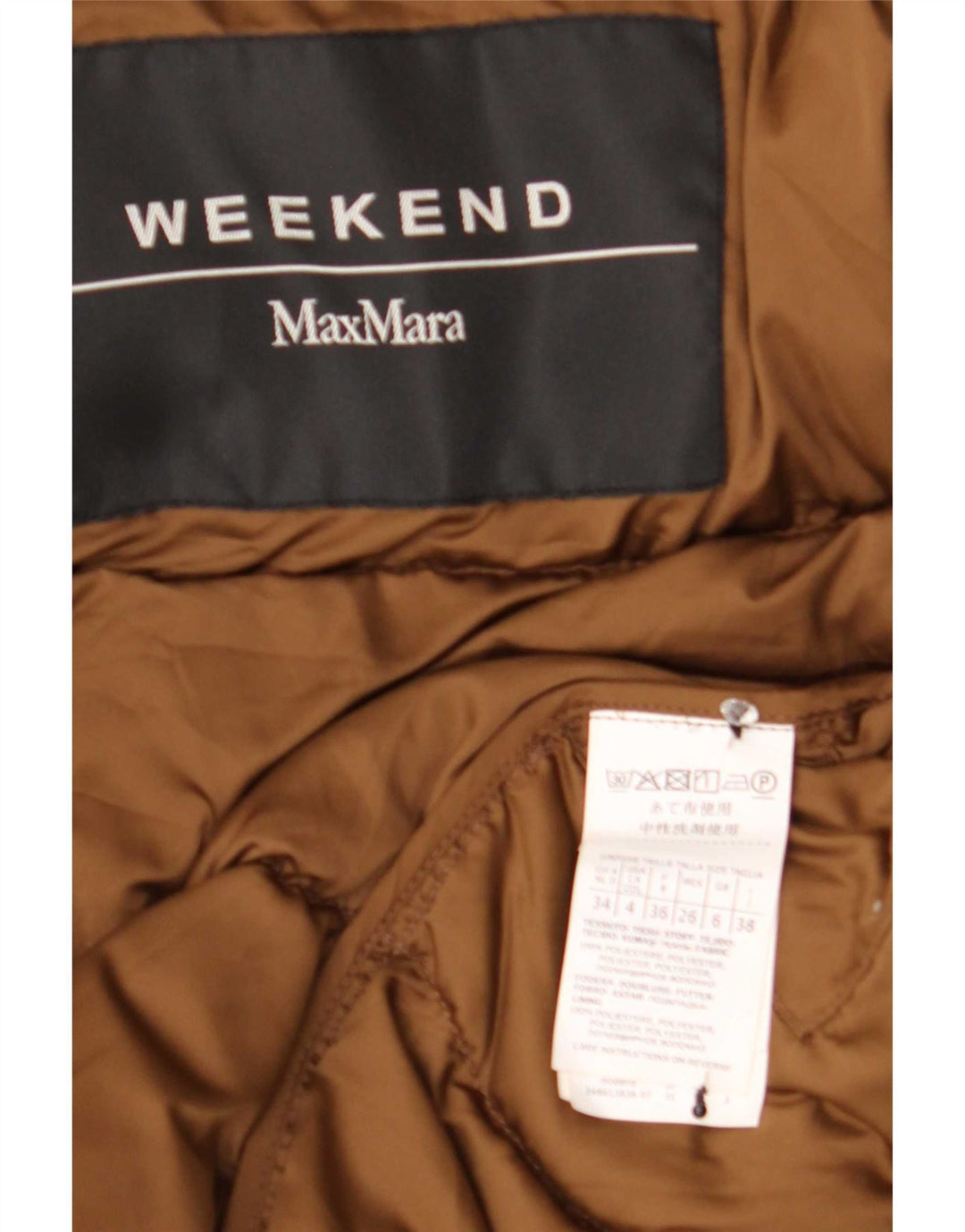 Max Mara Womens Weekend Oversized Padded Jacket UK 6 XS Brown Polyester