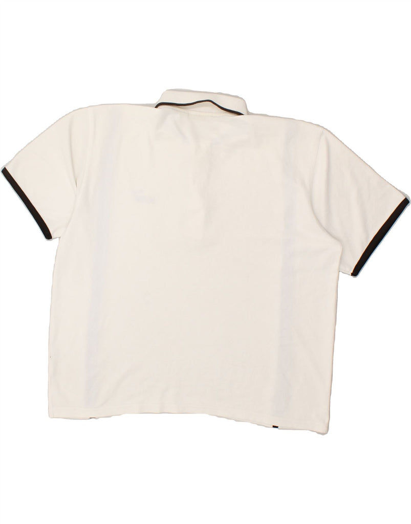 PUMA Mens Graphic Polo Shirt Medium White Cotton | Vintage Puma | Thrift | Second-Hand Puma | Used Clothing | Messina Hembry 