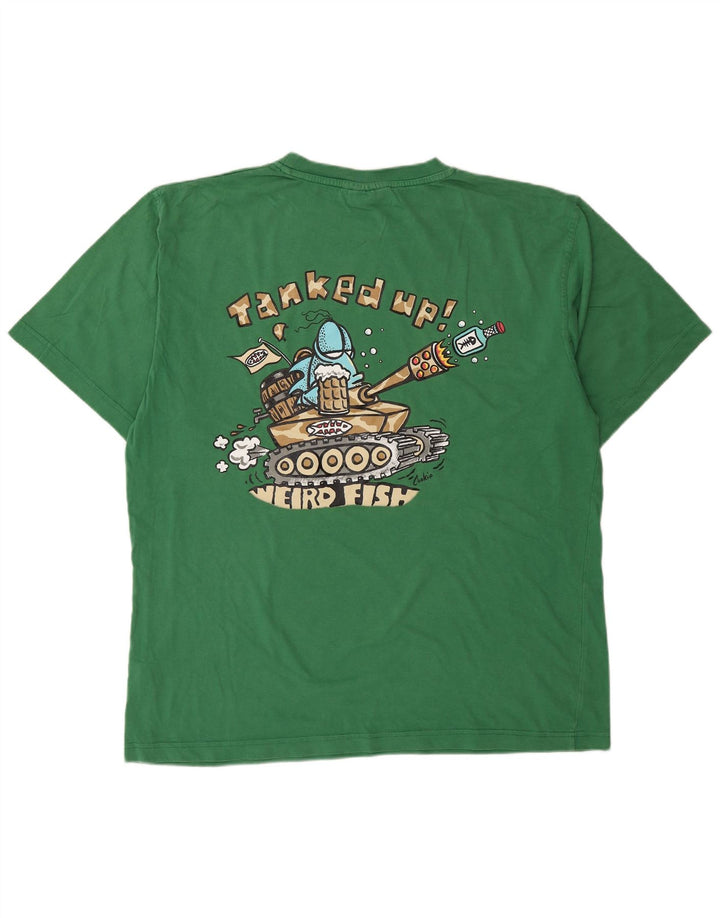 Weird Fish Mens Graphic T-Shirt Top Large Green Cotton