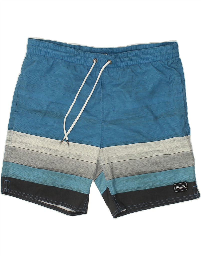 O'NEILL Mens Swimming Shorts Large Blue Striped Polyester | Vintage O'Neill | Thrift | Second-Hand O'Neill | Used Clothing | Messina Hembry 