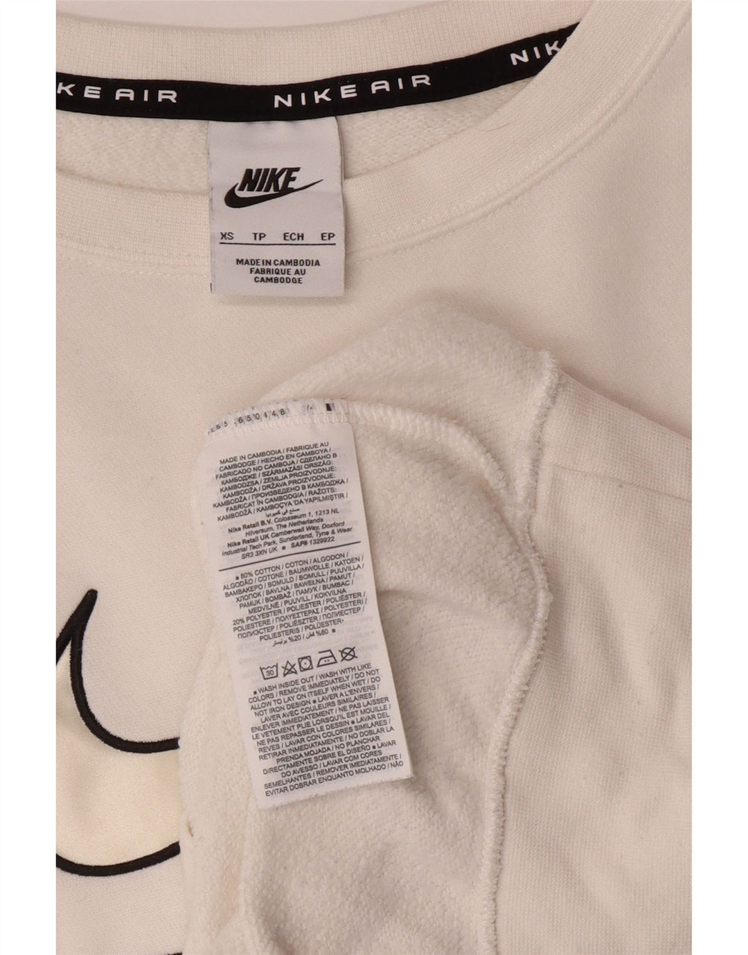 NIKE Mens Loose Fit Graphic Sweatshirt Jumper XS White Cotton