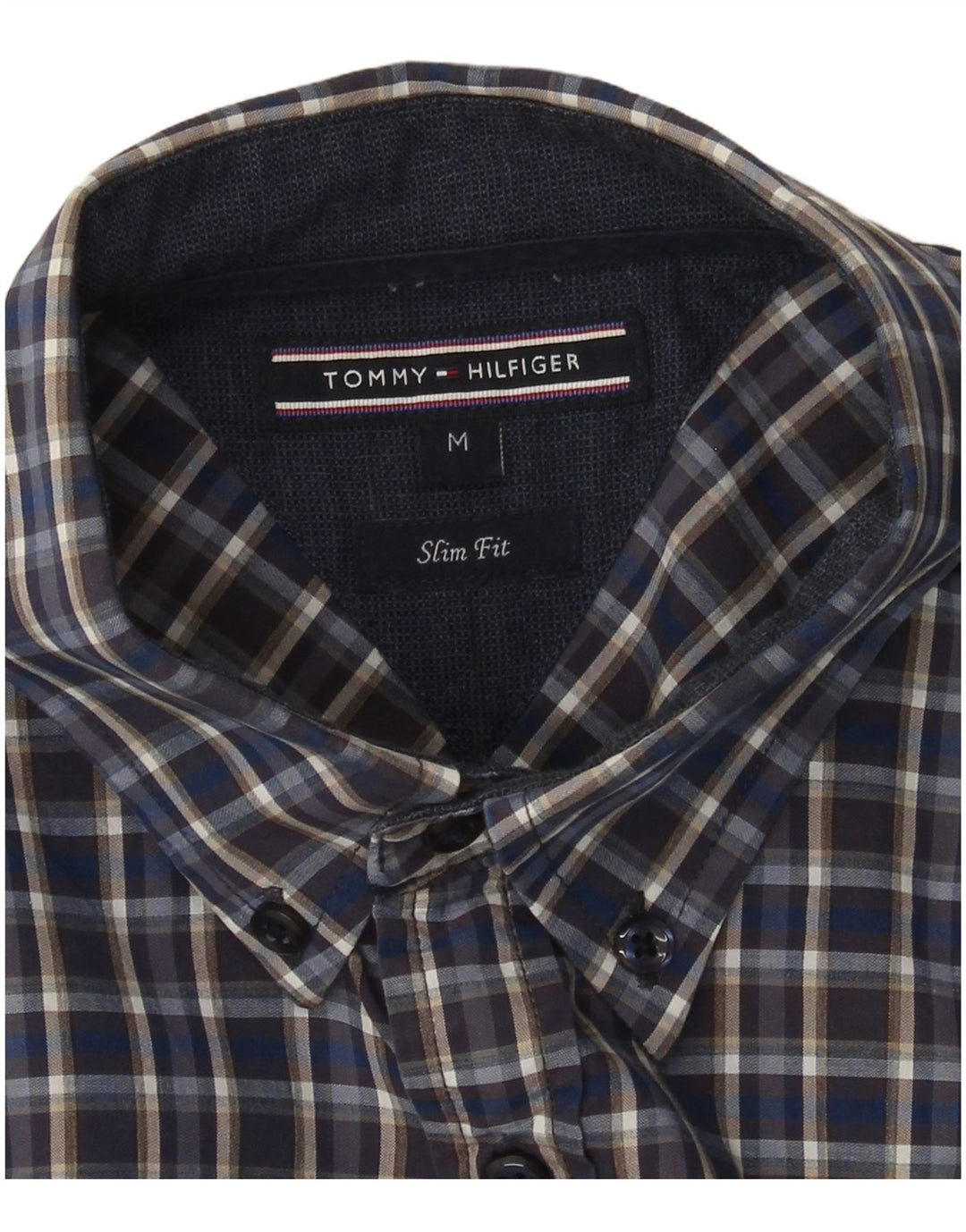 Tommy Hilfiger Mens Slim Fit Shirt Medium Blue Check