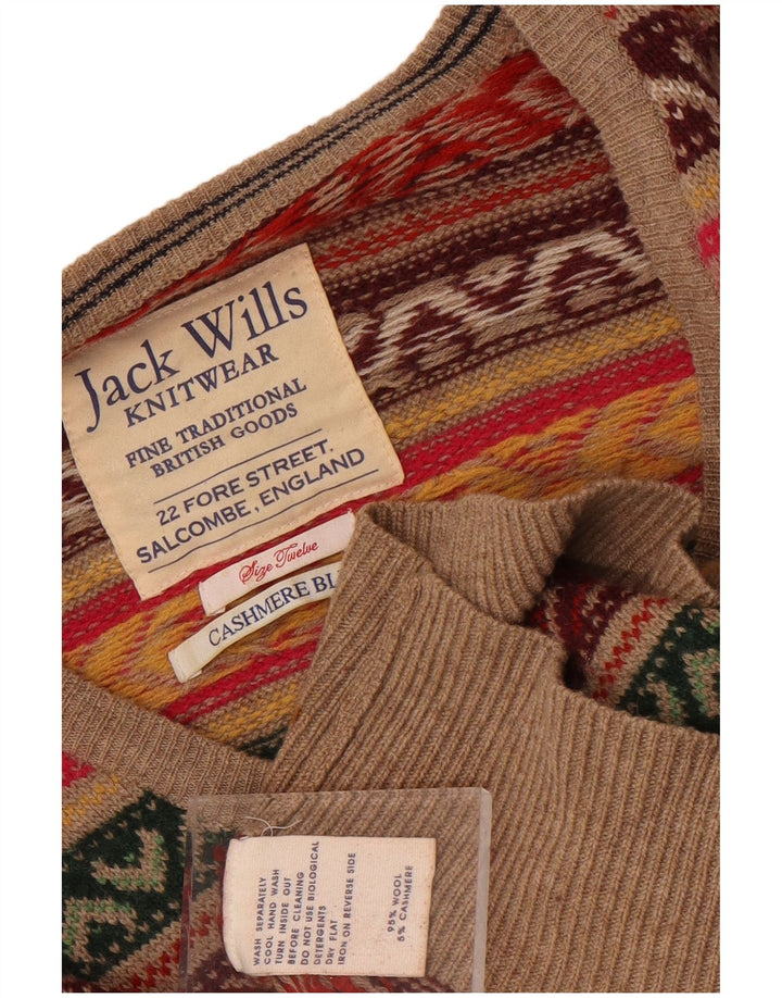 Jack Wills Womens V-Neck Jumper Sweater UK 12 Medium Multicoloured