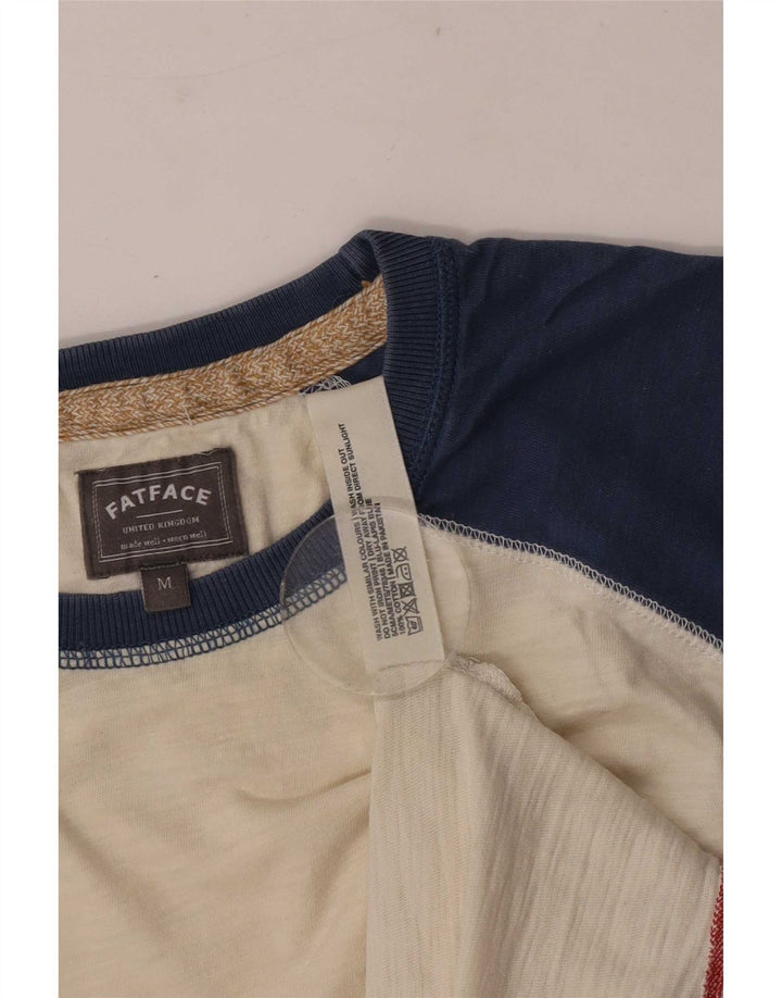 Fat Face Mens T-Shirt Top Medium Beige Colourblock Cotton