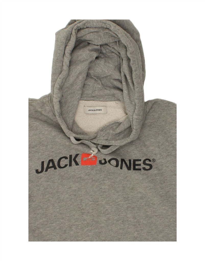 JACK & JONES Mens Graphic Hoodie Jumper Medium Grey Cotton | Vintage Jack & Jones | Thrift | Second-Hand Jack & Jones | Used Clothing | Messina Hembry 