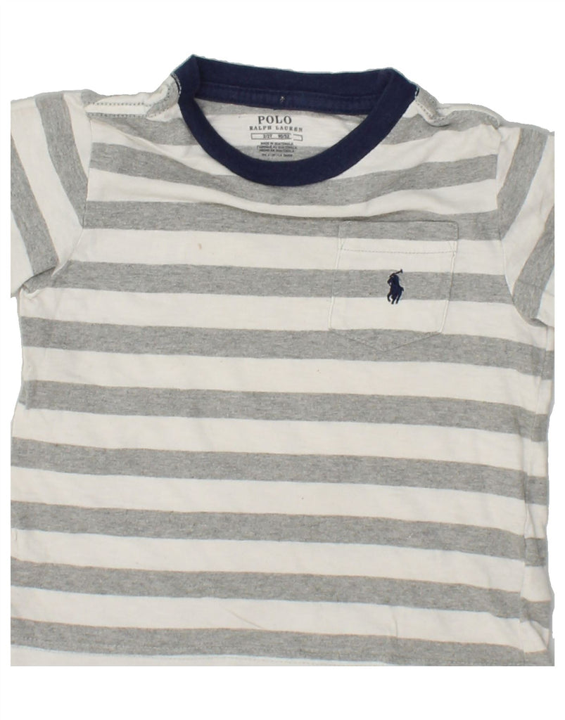 POLO RALPH LAUREN Baby Boys T-Shirt Top 18-24 Months Grey Striped Cotton | Vintage Polo Ralph Lauren | Thrift | Second-Hand Polo Ralph Lauren | Used Clothing | Messina Hembry 