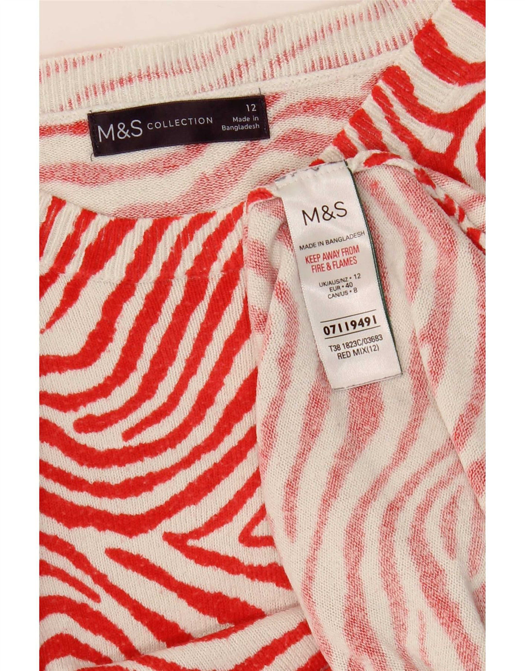 Marks & Spencer Womens Crew Neck Jumper Sweater UK 12 Medium Red
