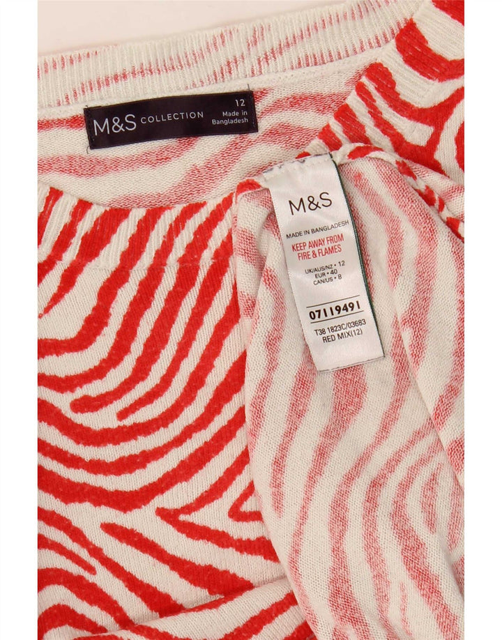Marks & Spencer Womens Crew Neck Jumper Sweater UK 12 Medium Red