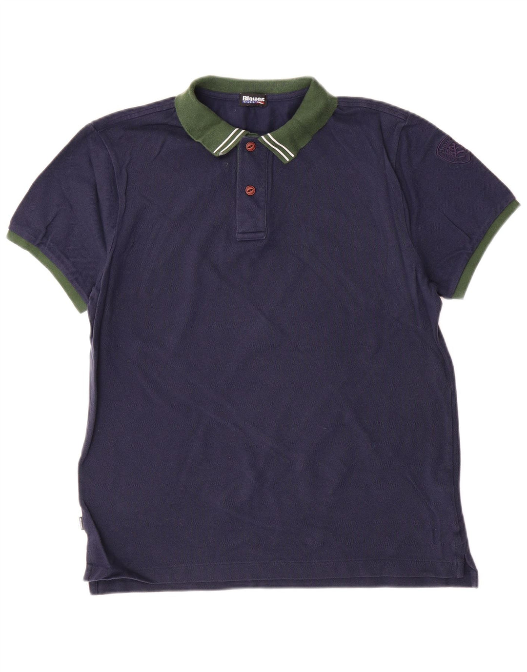 Blauer Mens Polo Shirt Large Navy Blue Colourblock Cotton