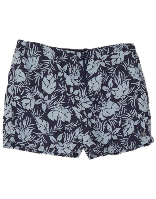 L.L.Bean Mens Swimming Shorts Large Navy Blue Floral Nylon