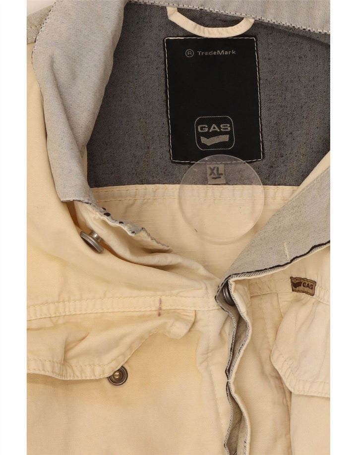 GAS Womens Denim Jacket UK 18 XL Off White Colourblock