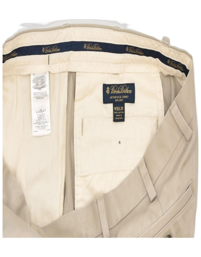 BROOKS BROTHERS Mens Straight Chino Trousers W36 L27 Beige Cotton | Vintage | Thrift | Second-Hand | Used Clothing | Messina Hembry 