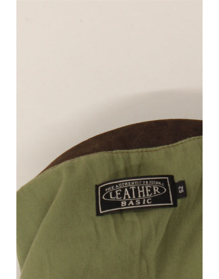 Basic Mens Leather Jacket IT 52 XL Brown Leather