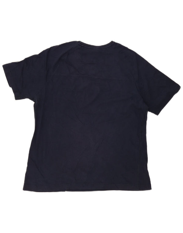 Nike Mens T-Shirt Top UK 42/44 Large Navy Blue Colourblock Cotton